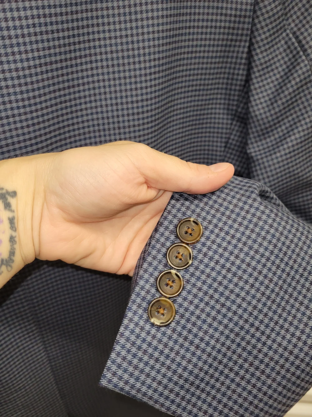 Men's Blue Micro-Check Blazer